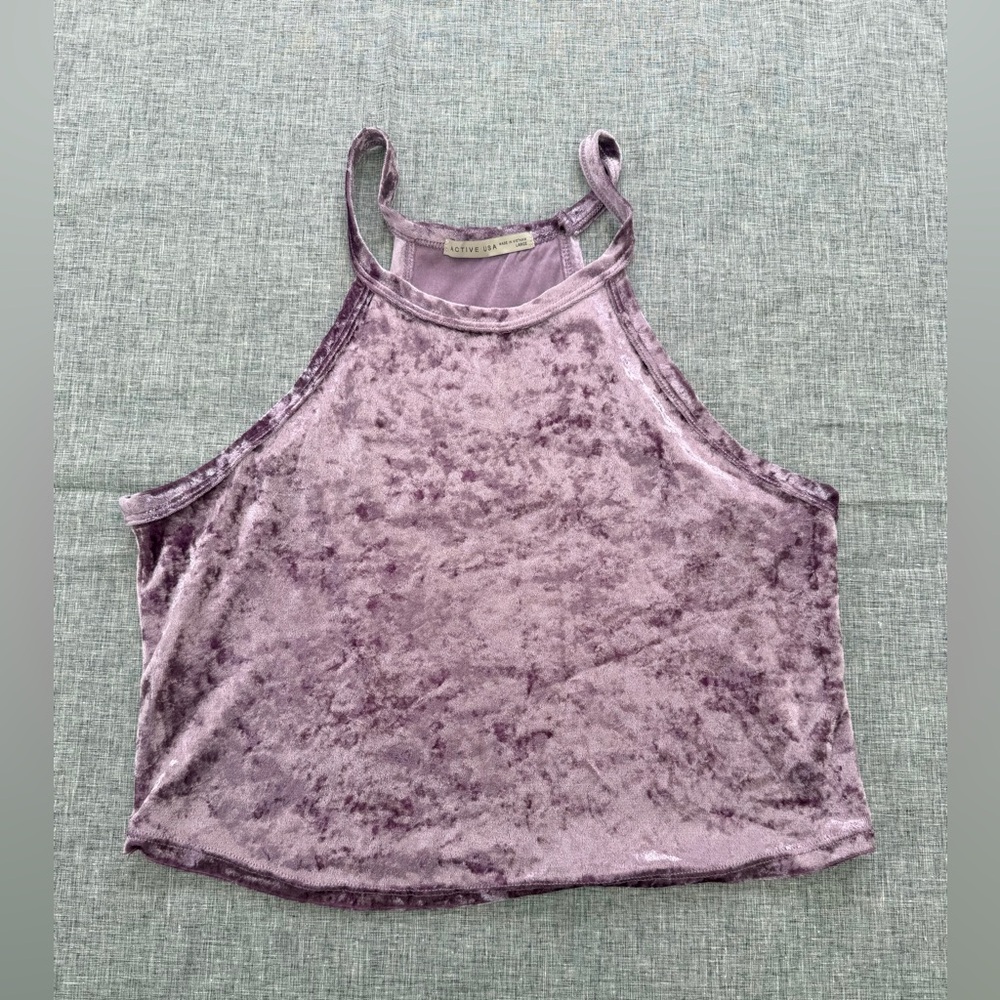 Active USA Velvet Crop Top in Lavender
